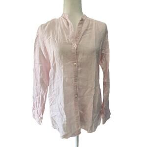 J. McLaughlin Women Linen Tunic Sz S Pink button up long sleeve